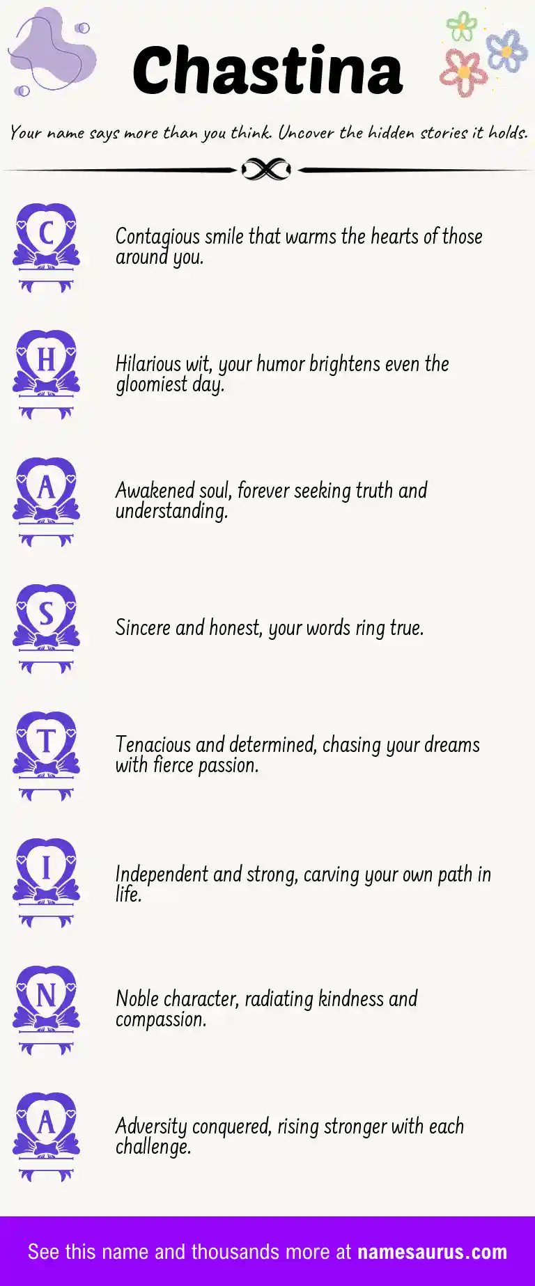 Acrostic poem about Chastina.