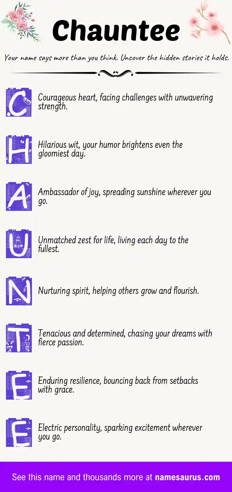 Acrostic poem about Chauntee.