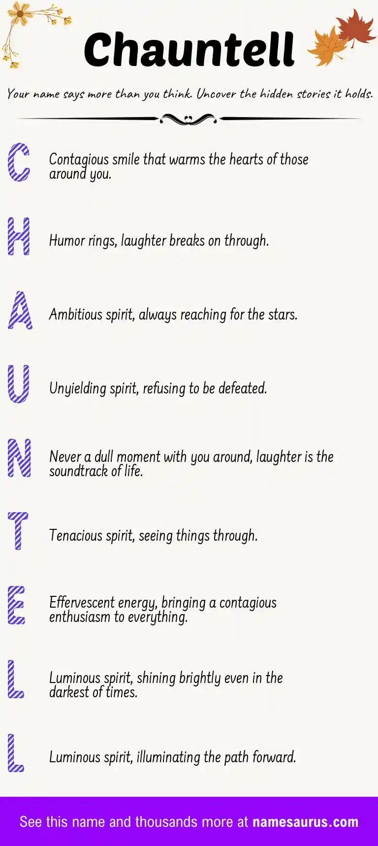 Acrostic poem about Chauntell.