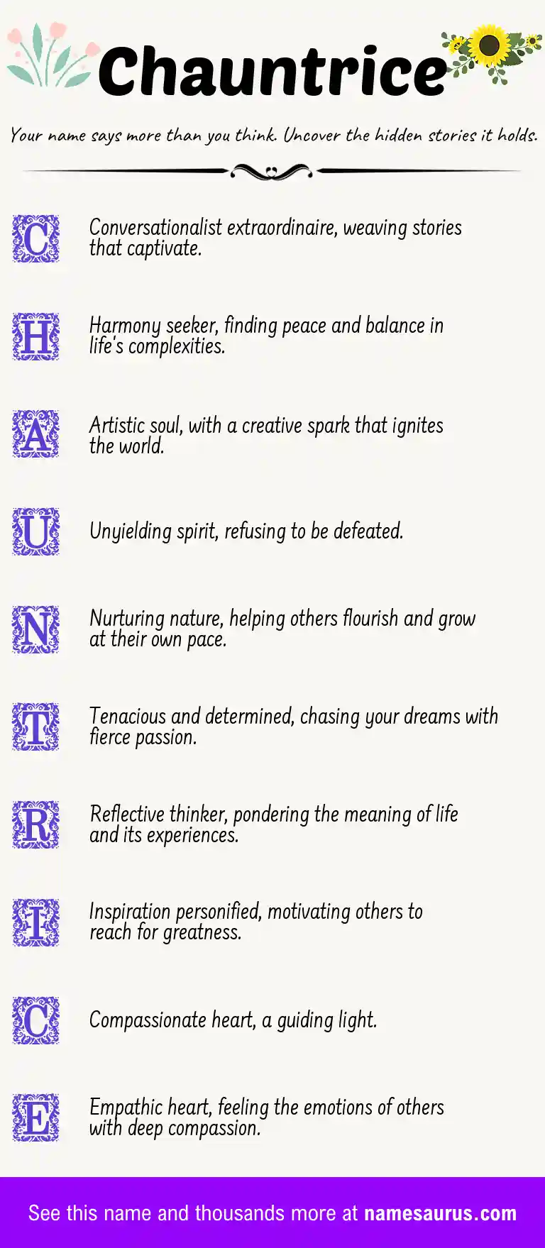 Acrostic poem about Chauntrice.