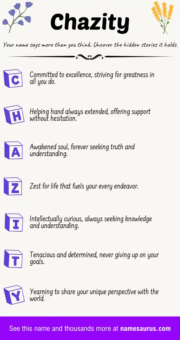Acrostic poem about Chazity.