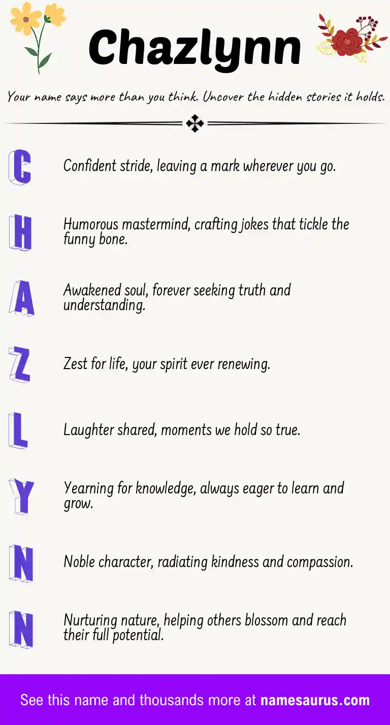 Acrostic poem about Chazlynn.