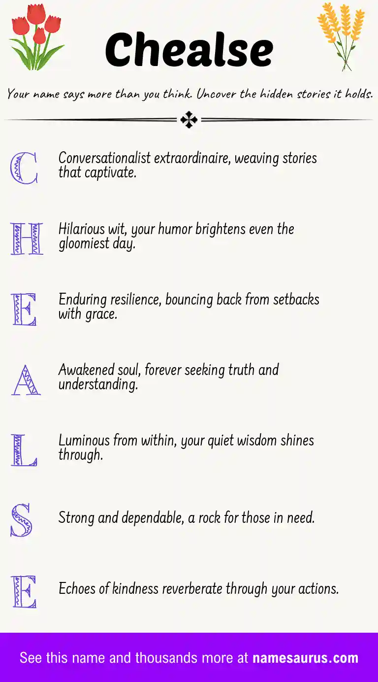 Acrostic poem about Chealse.