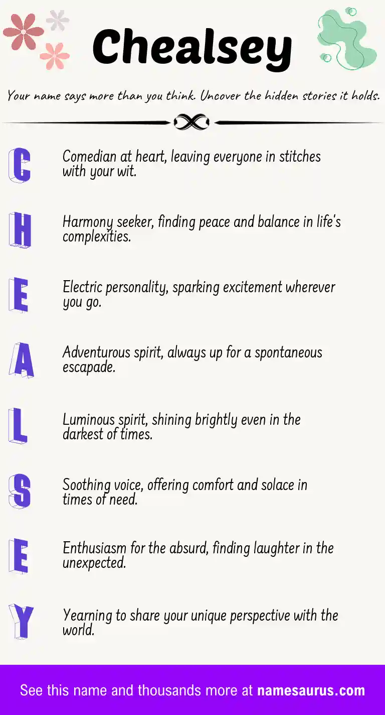 Acrostic poem about Chealsey.