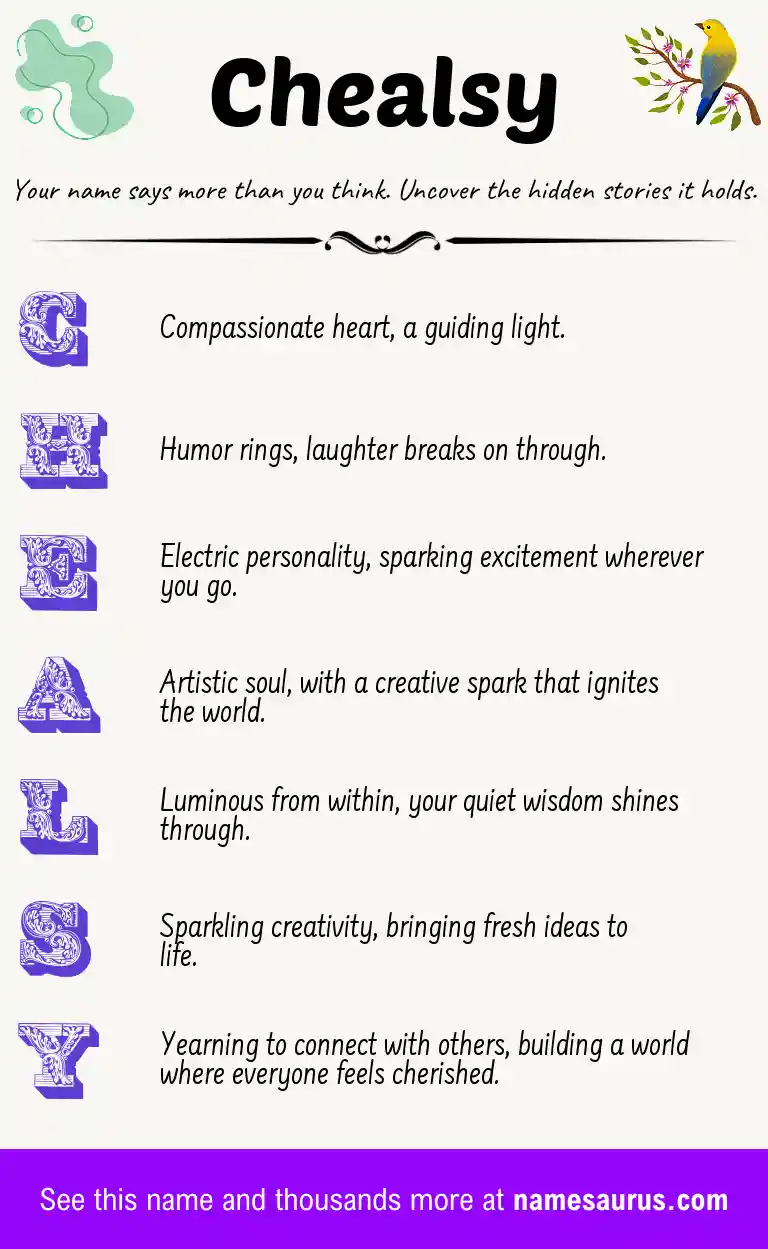 Acrostic poem about Chealsy.