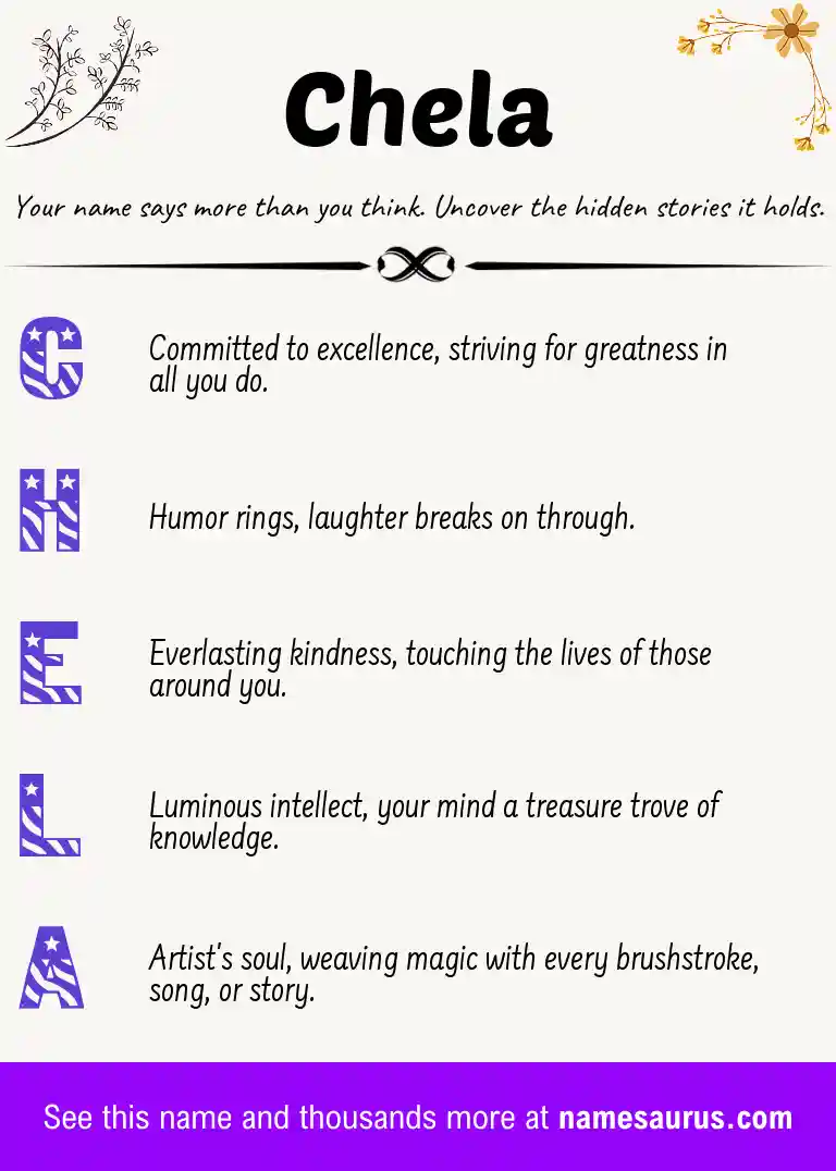 Acrostic poem about Chela.