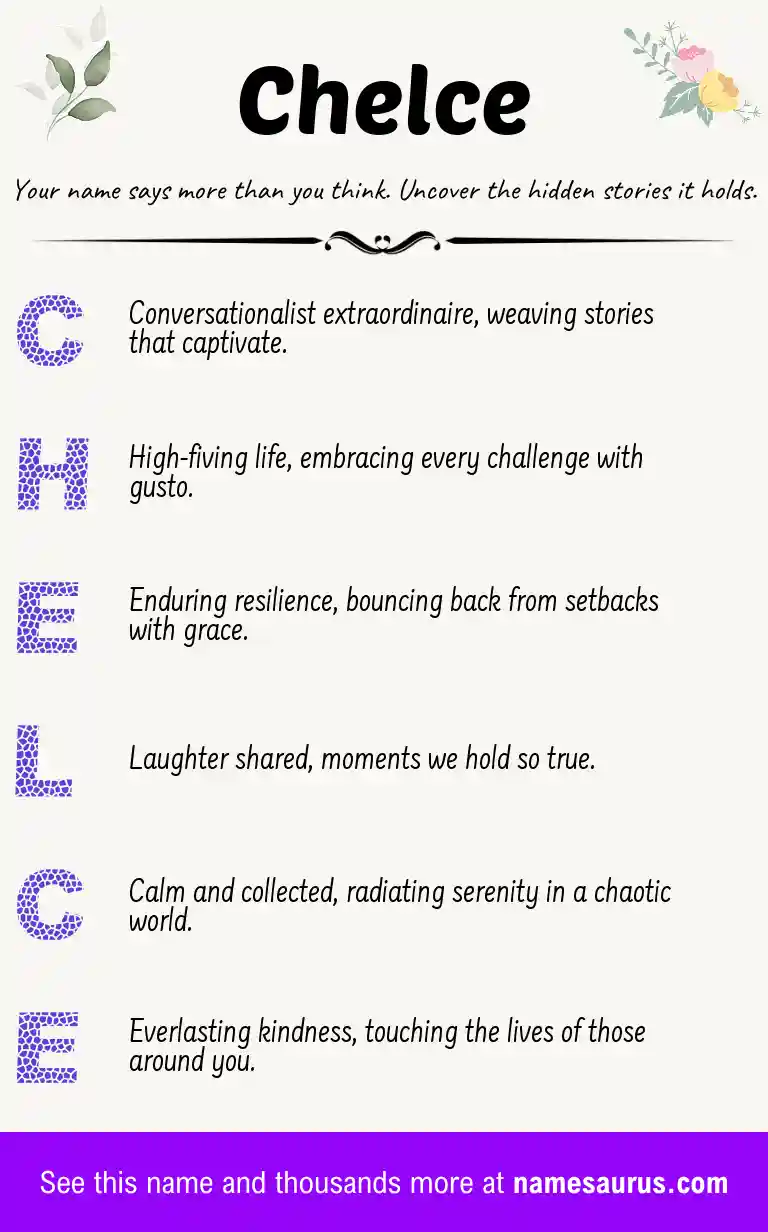 Acrostic poem about Chelce.