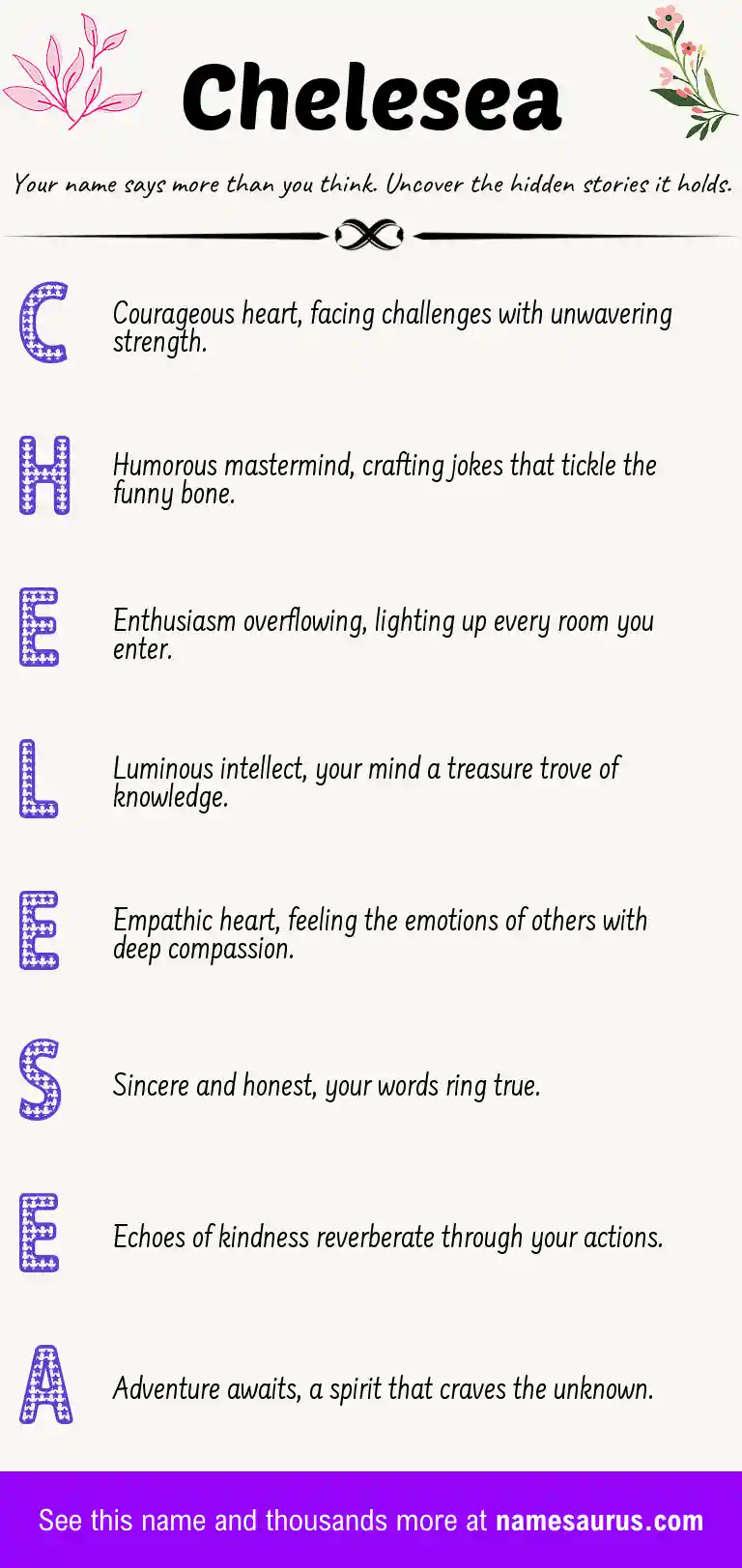 Acrostic poem about Chelesea.