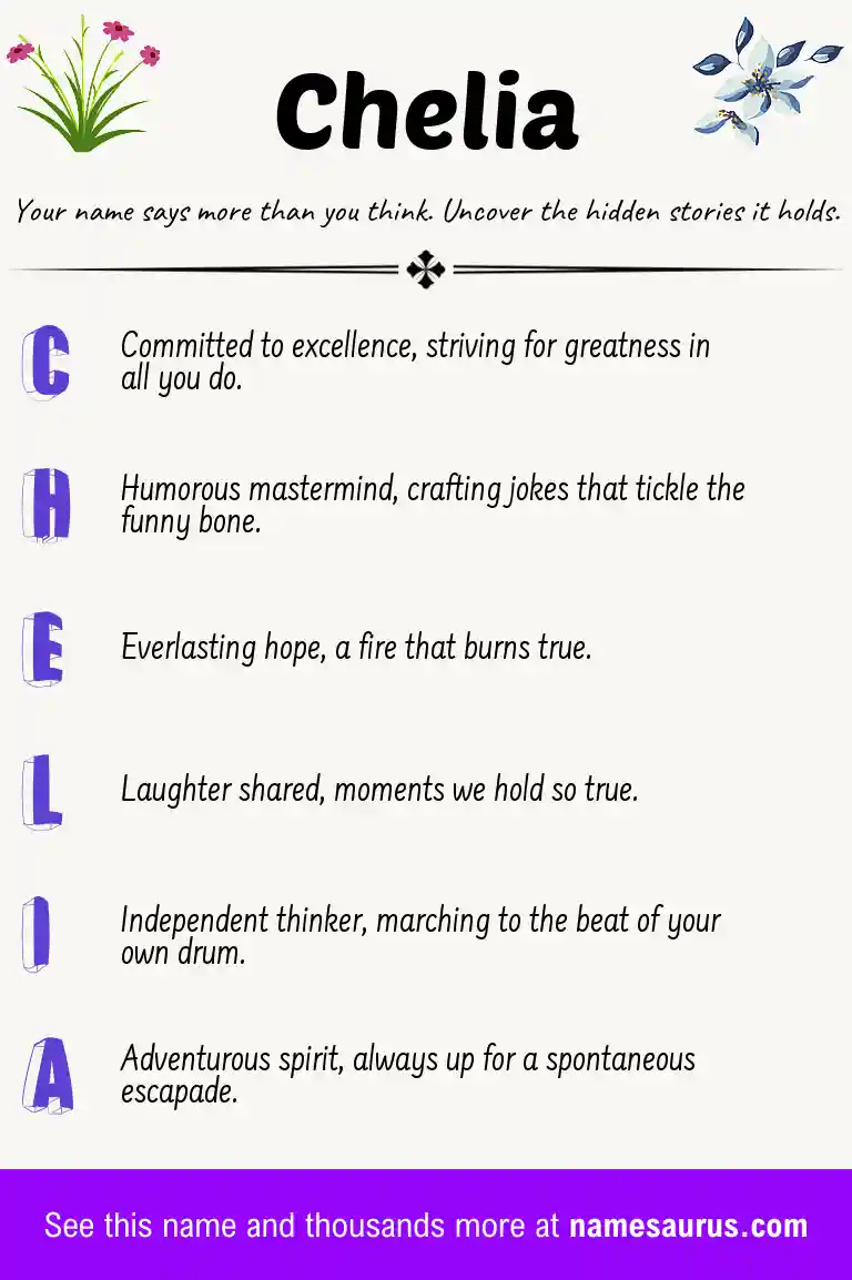 Acrostic poem about Chelia.