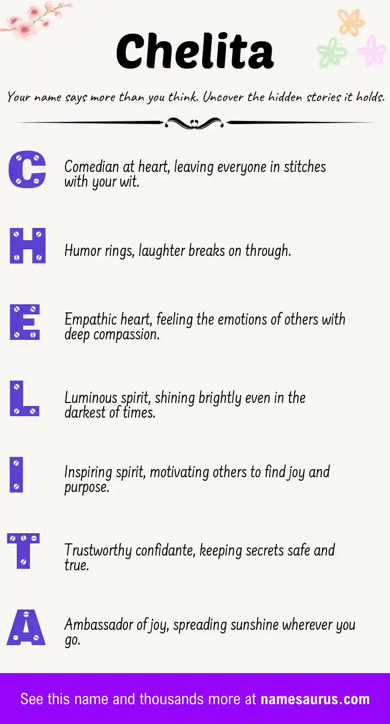 Acrostic poem about Chelita.