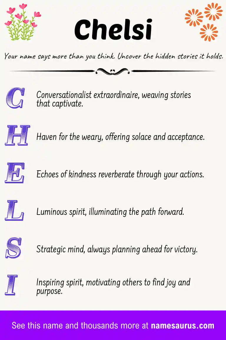 Acrostic poem about Chelsi.