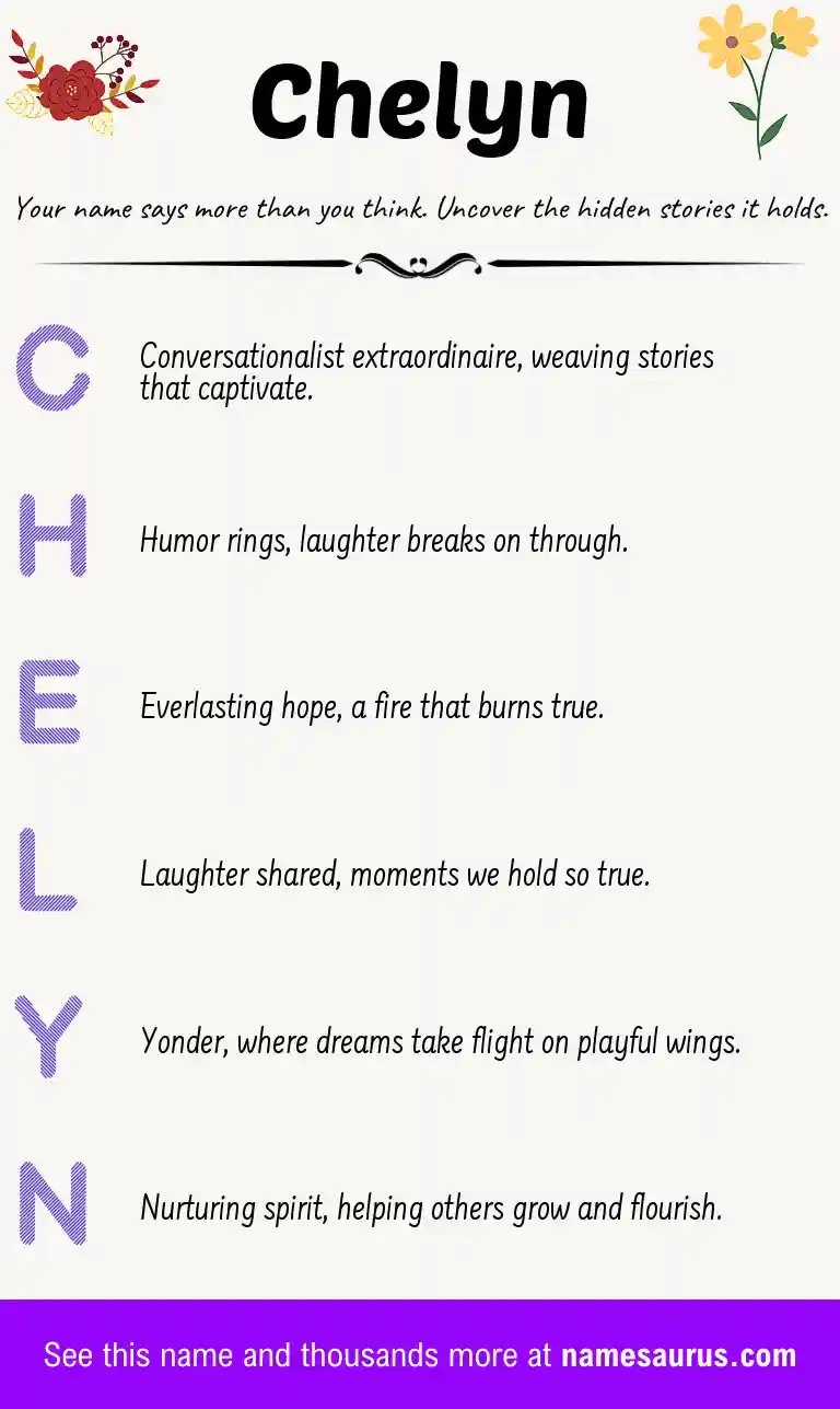 Acrostic poem about Chelyn.