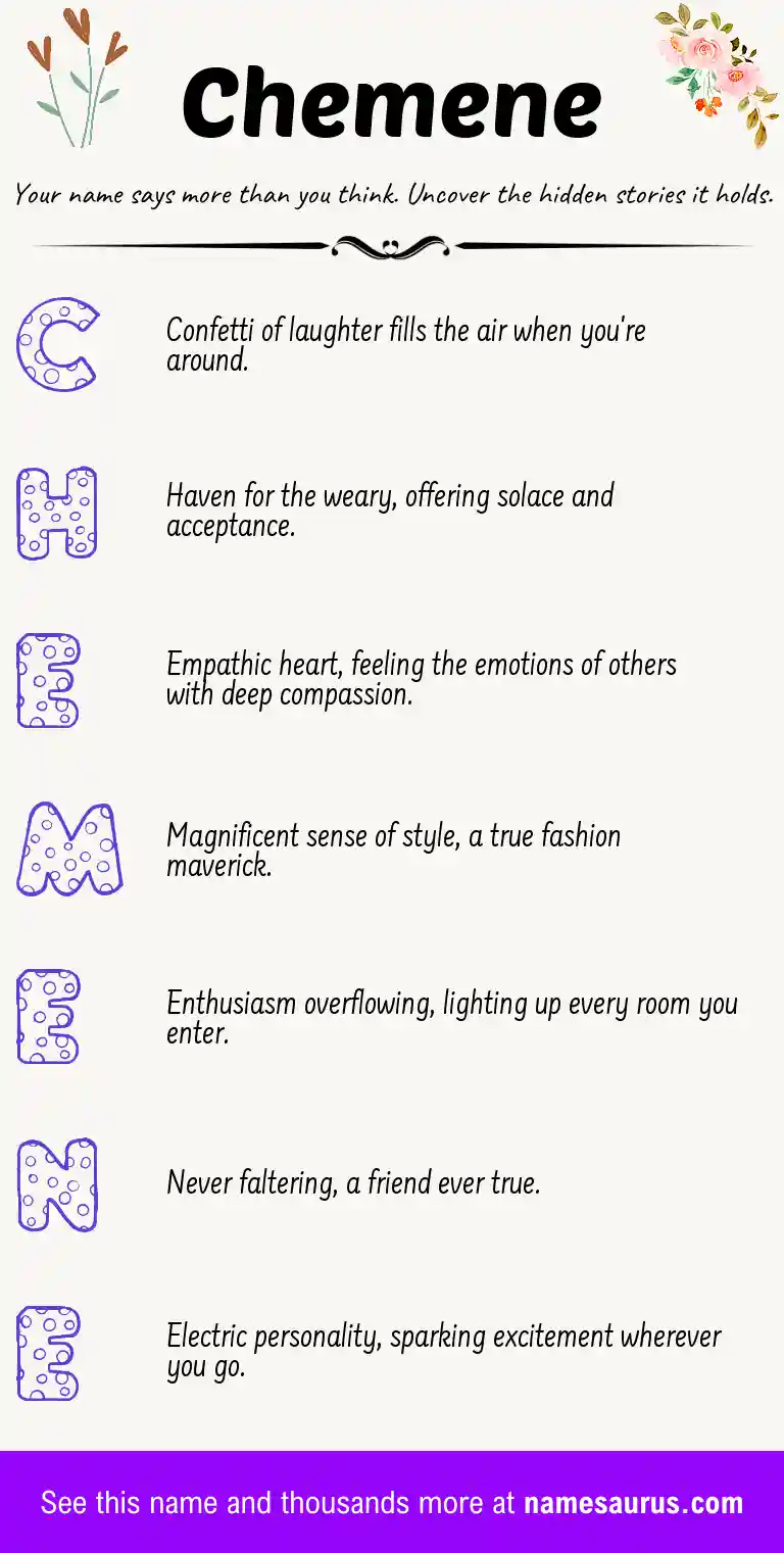 Acrostic poem about Chemene.