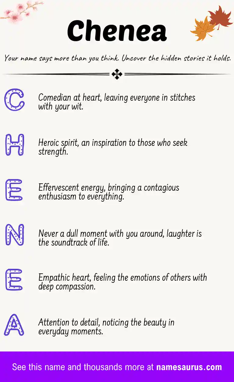 Acrostic poem about Chenea.