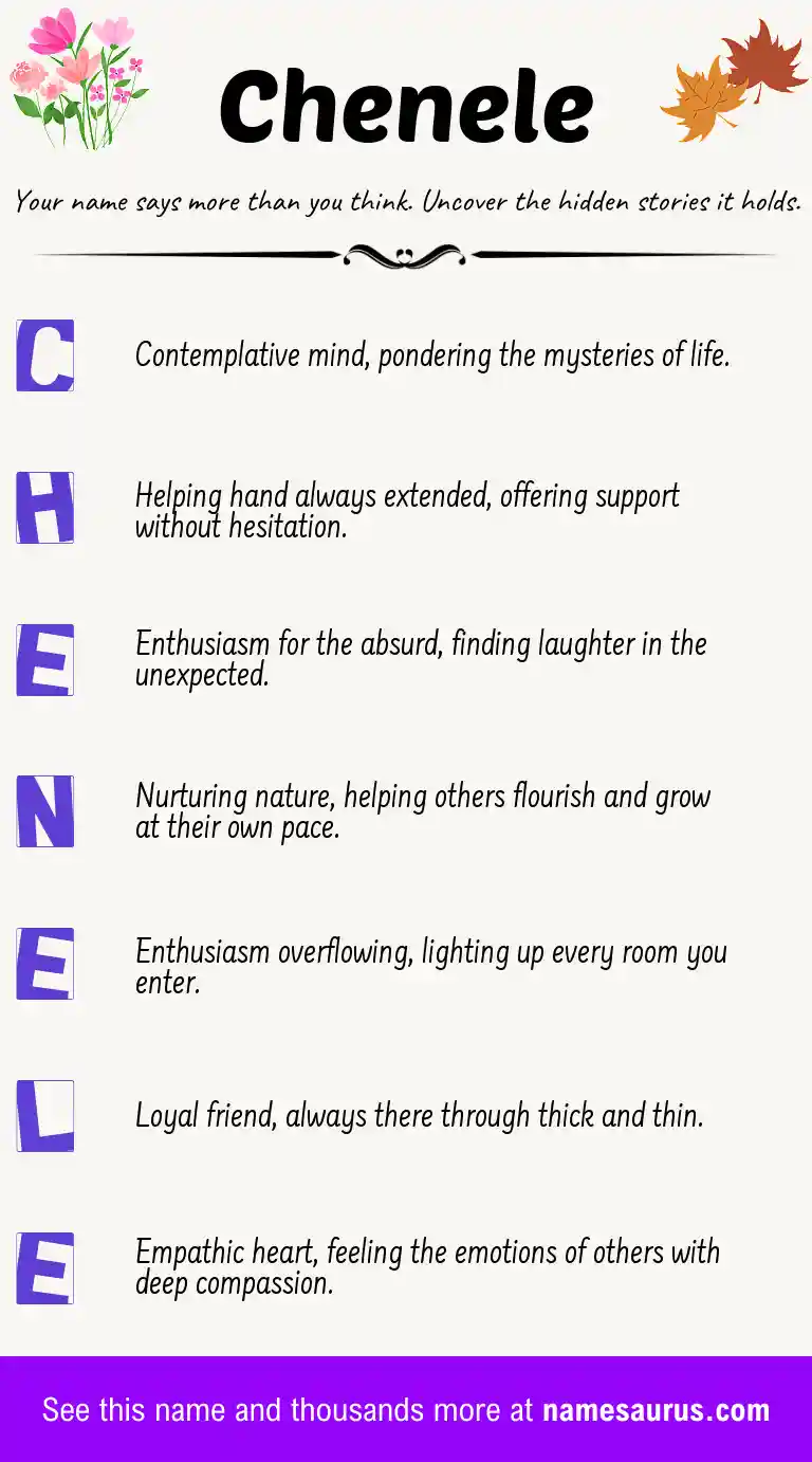 Acrostic poem about Chenele.