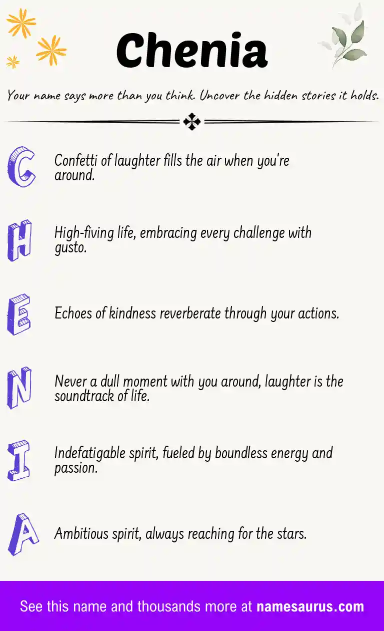 Acrostic poem about Chenia.