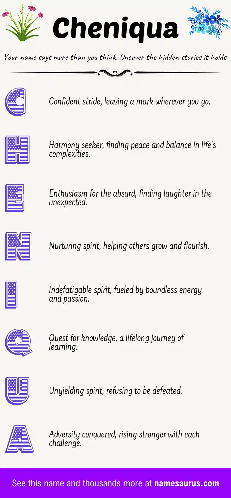 Acrostic poem about Cheniqua.