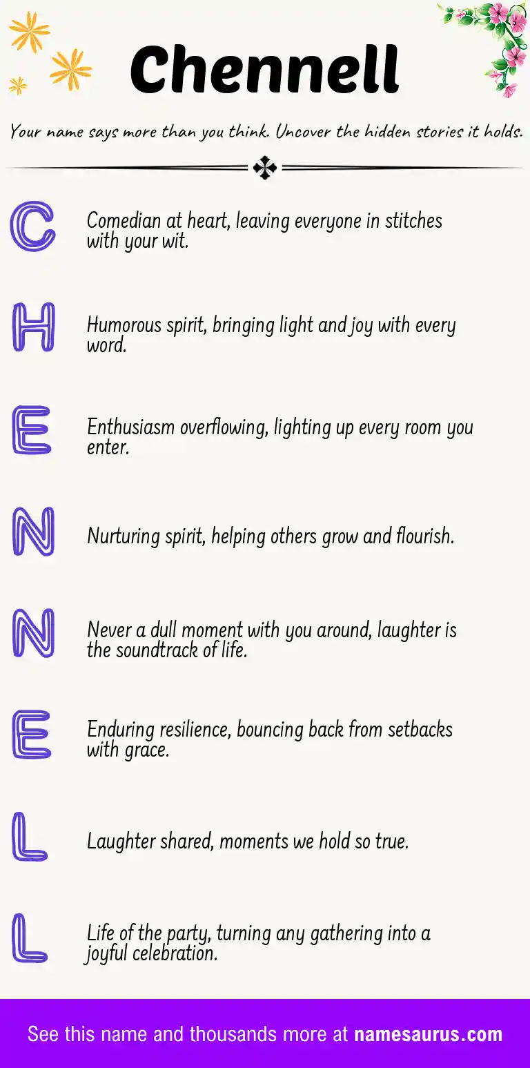 Acrostic poem about Chennell.