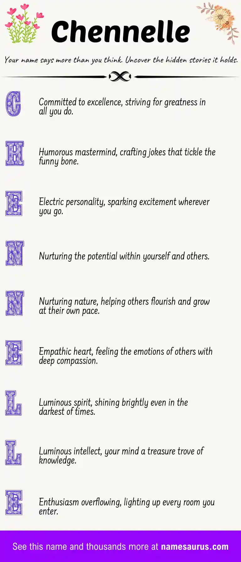Acrostic poem about Chennelle.