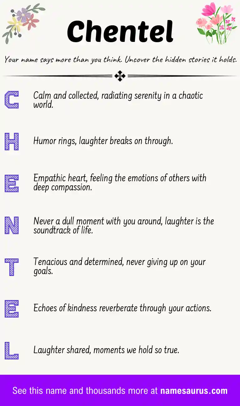Acrostic poem about Chentel.