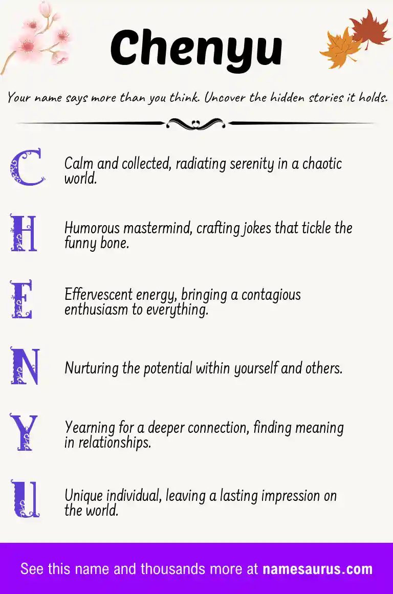 Acrostic poem about Chenyu.