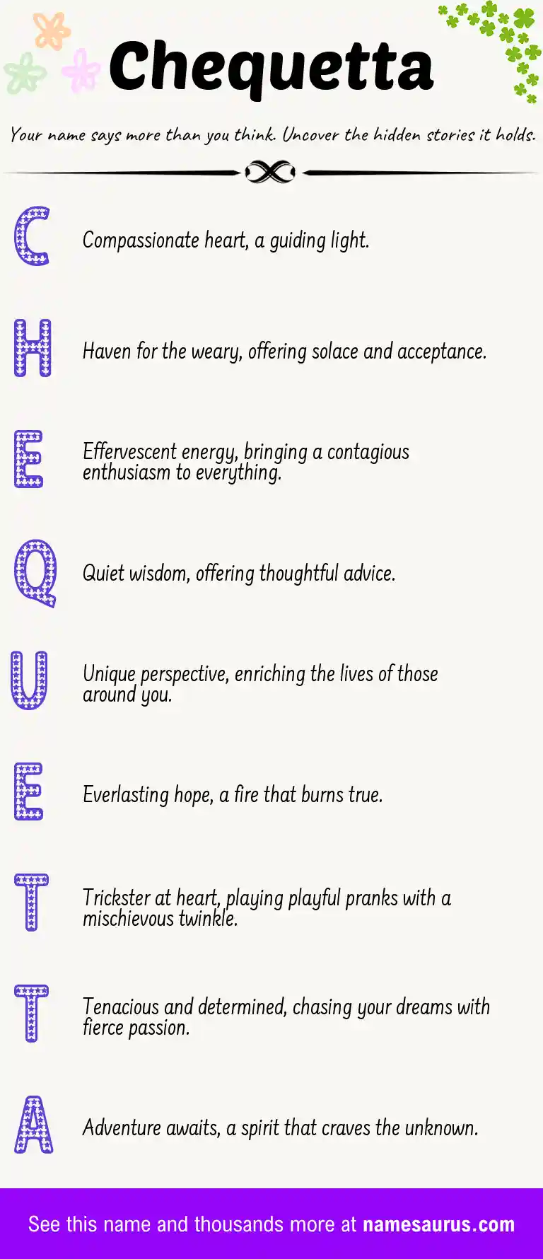 Acrostic poem about Chequetta.