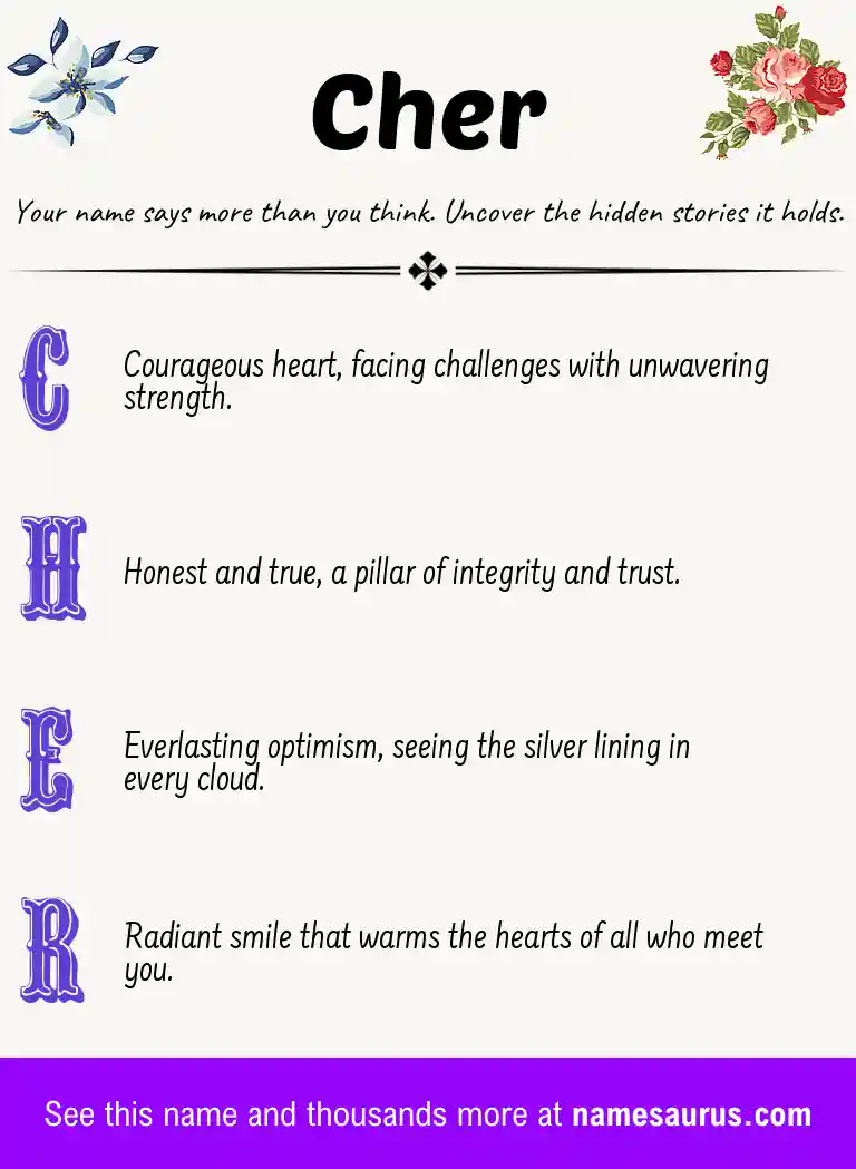 Acrostic poem about Cher.