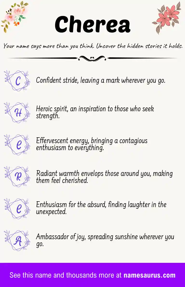 Acrostic poem about Cherea.