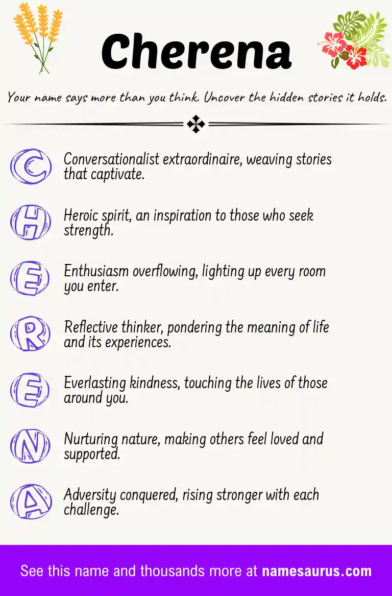 Acrostic poem about Cherena.