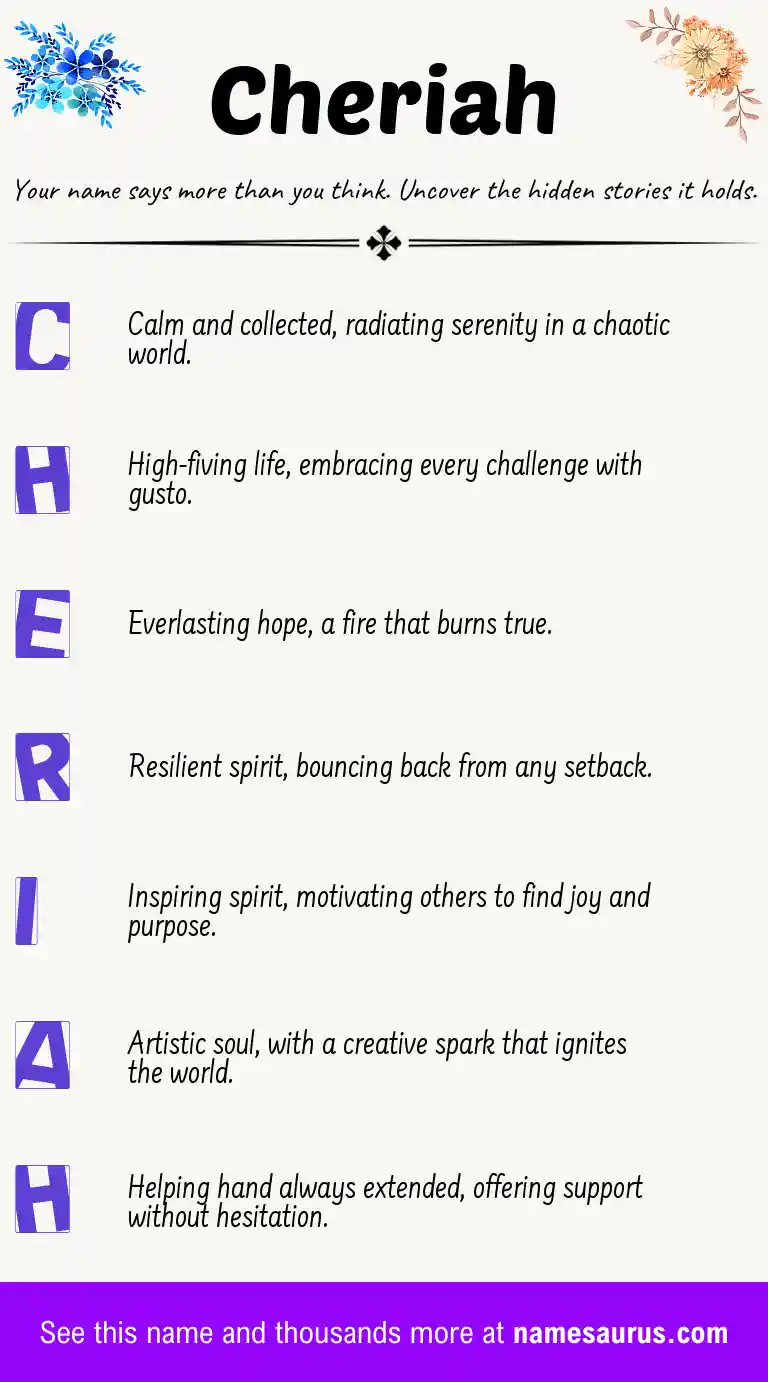 Acrostic poem about Cheriah.