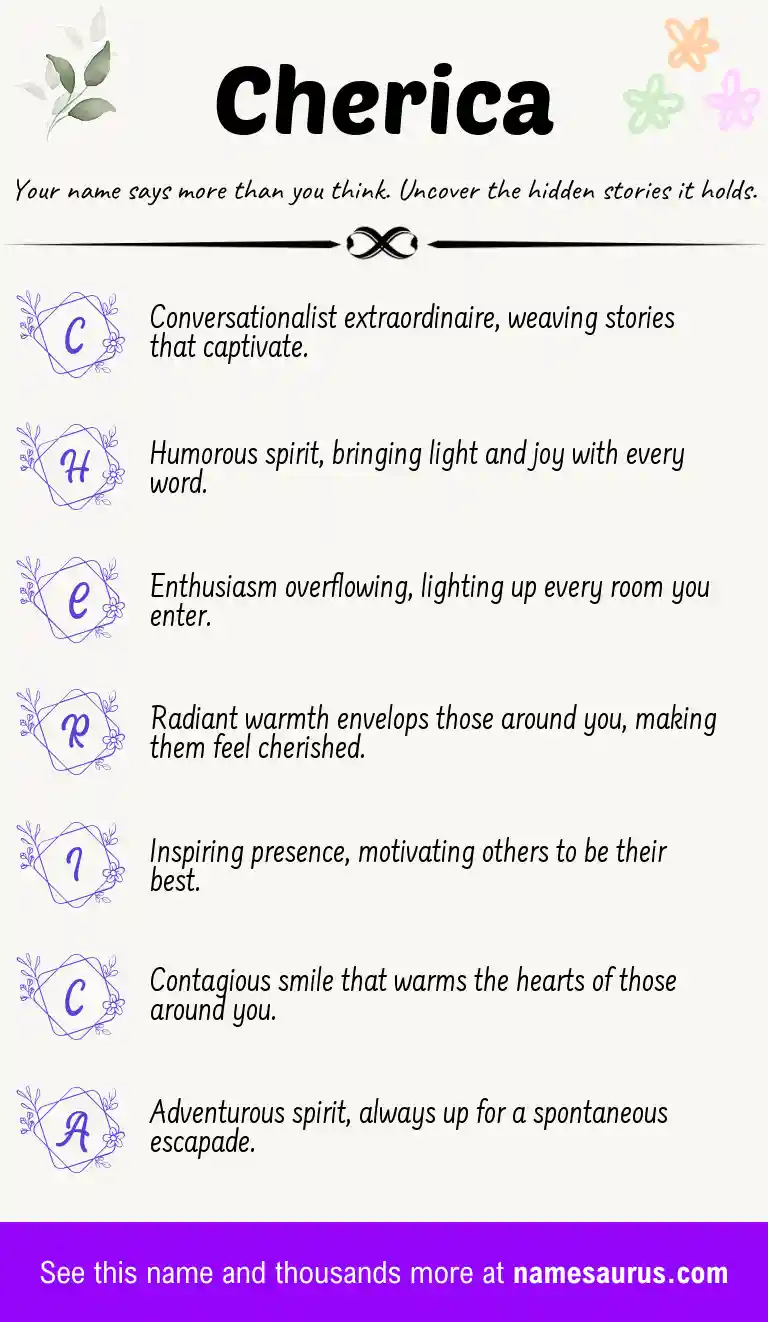Acrostic poem about Cherica.
