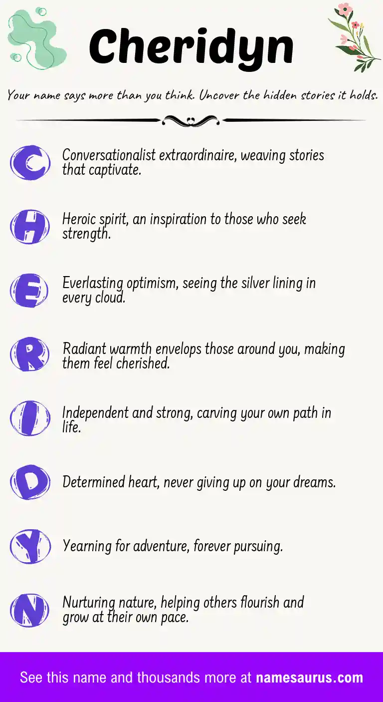 Acrostic poem about Cheridyn.