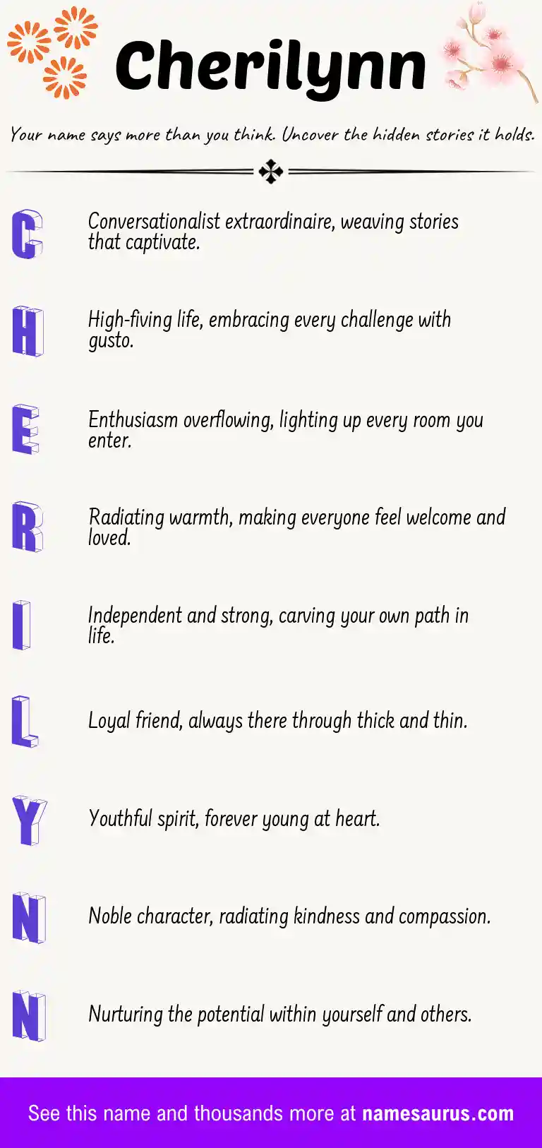 Acrostic poem about Cherilynn.