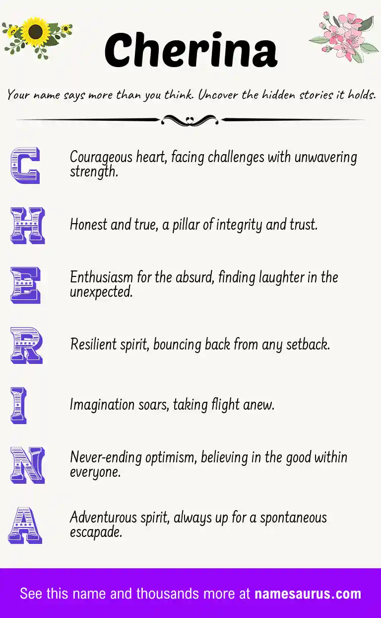 Acrostic poem about Cherina.