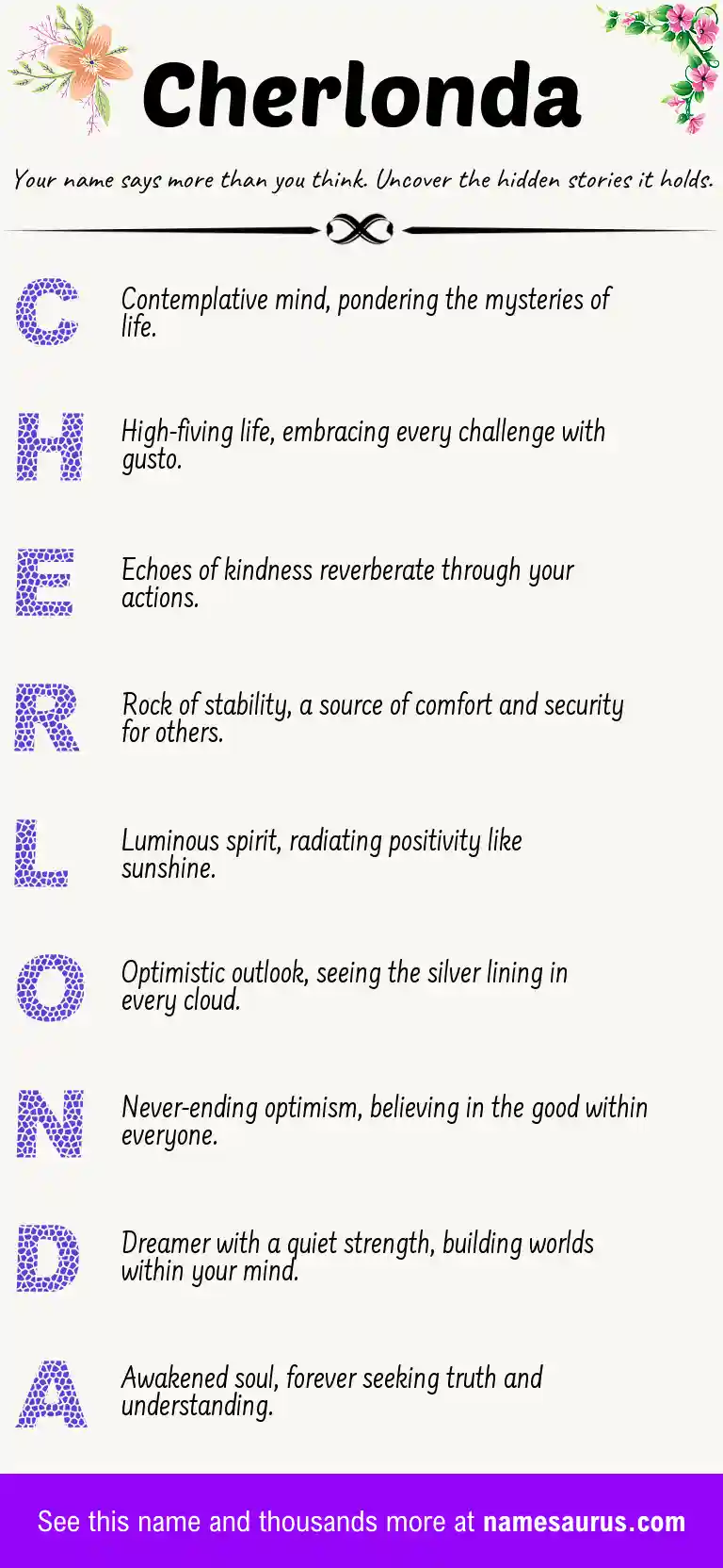 Acrostic poem about Cherlonda.