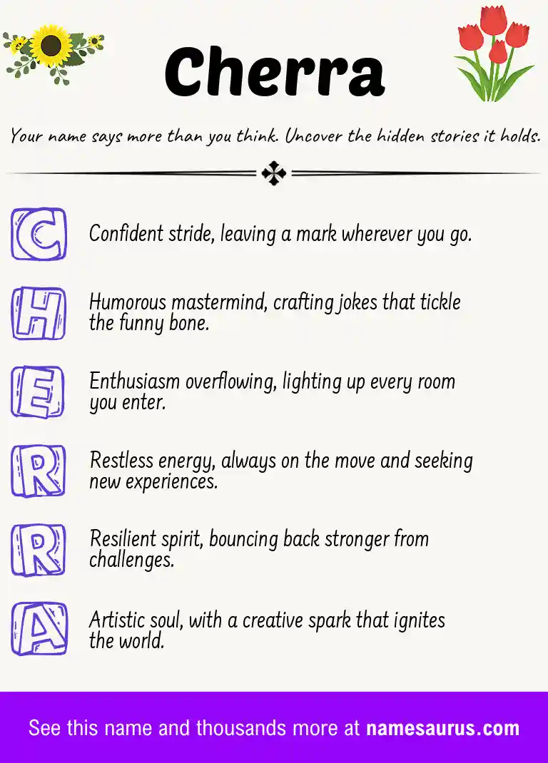 Acrostic poem about Cherra.