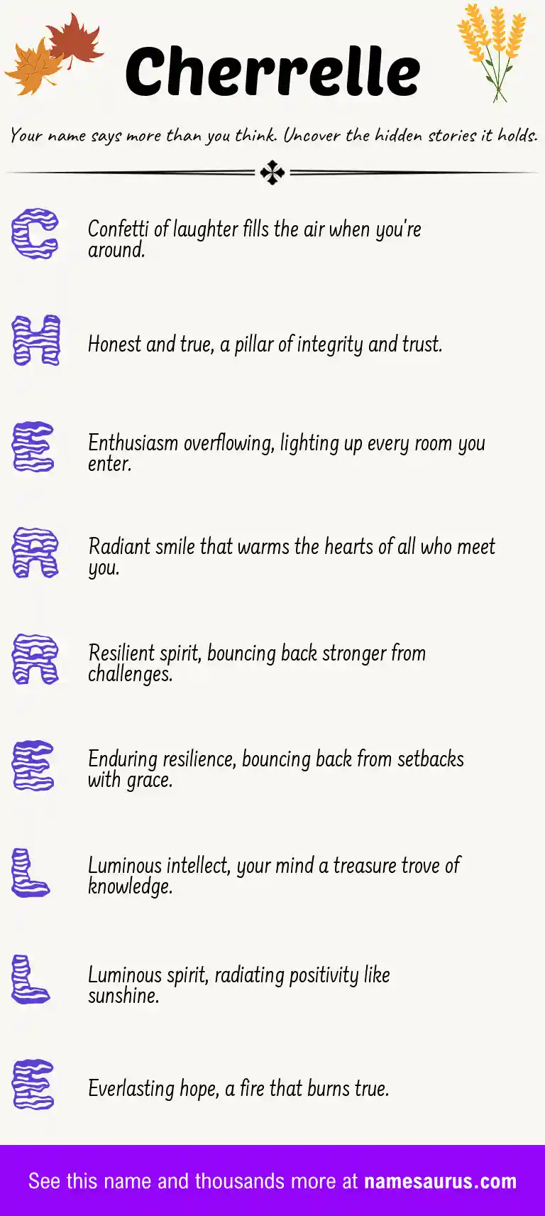 Acrostic poem about Cherrelle.