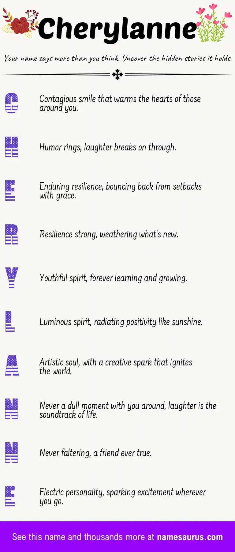 Acrostic poem about Cherylanne.