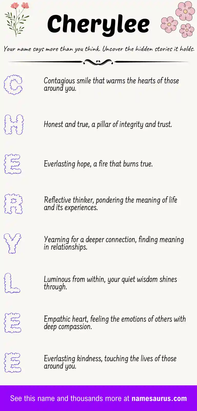 Acrostic poem about Cherylee.