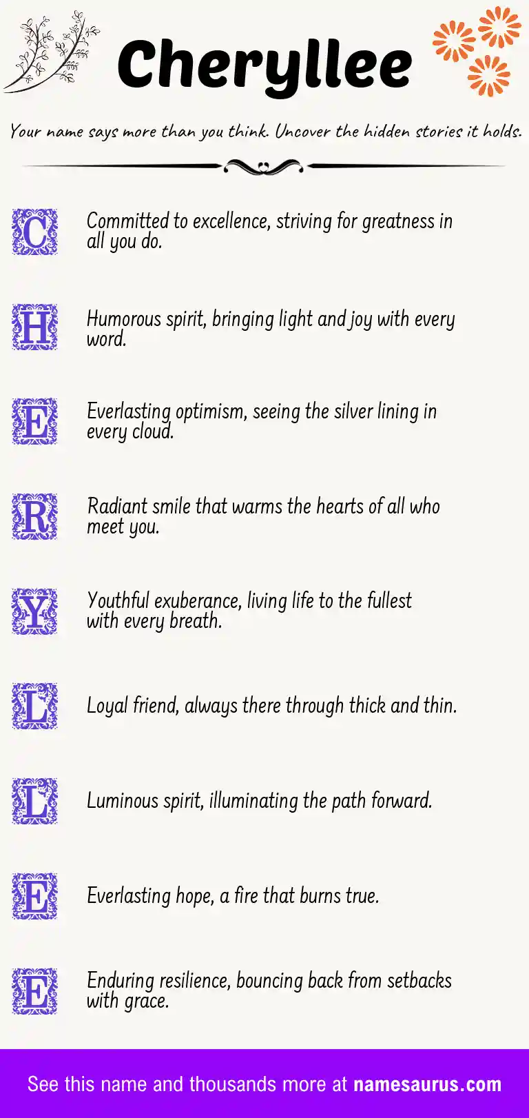 Acrostic poem about Cheryllee.