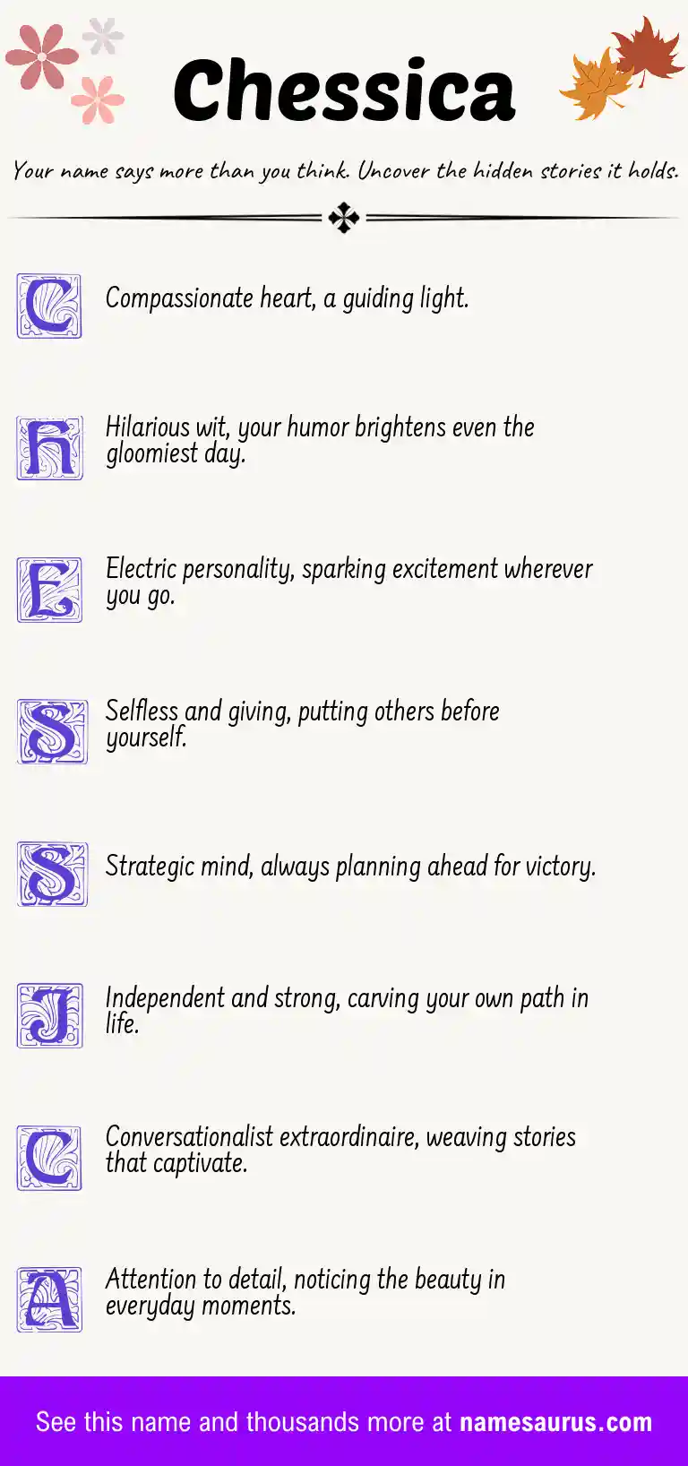 Acrostic poem about Chessica.