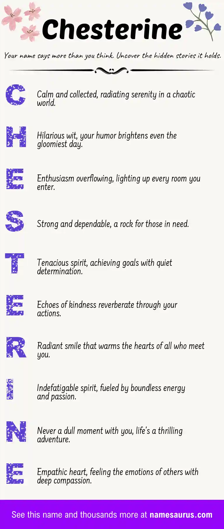 Acrostic poem about Chesterine.