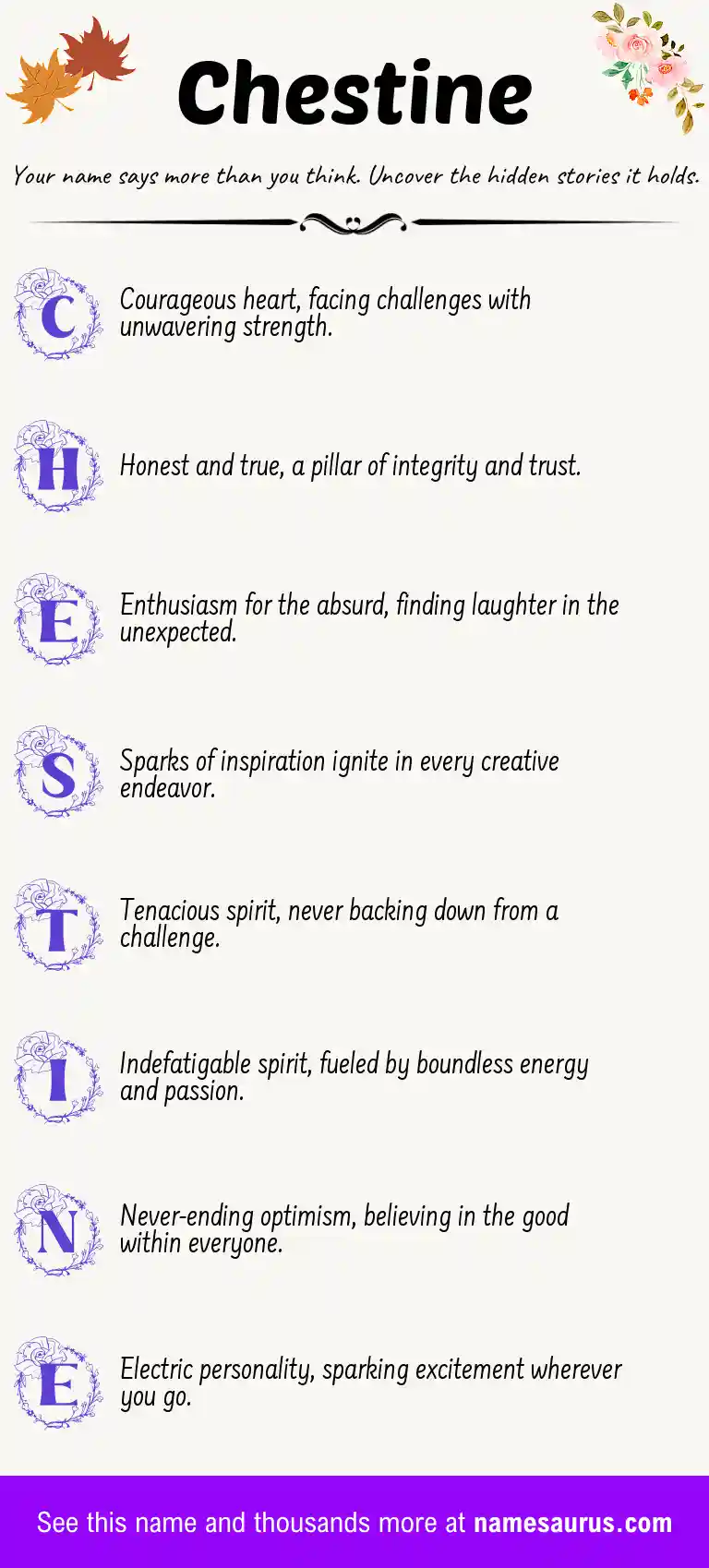 Acrostic poem about Chestine.