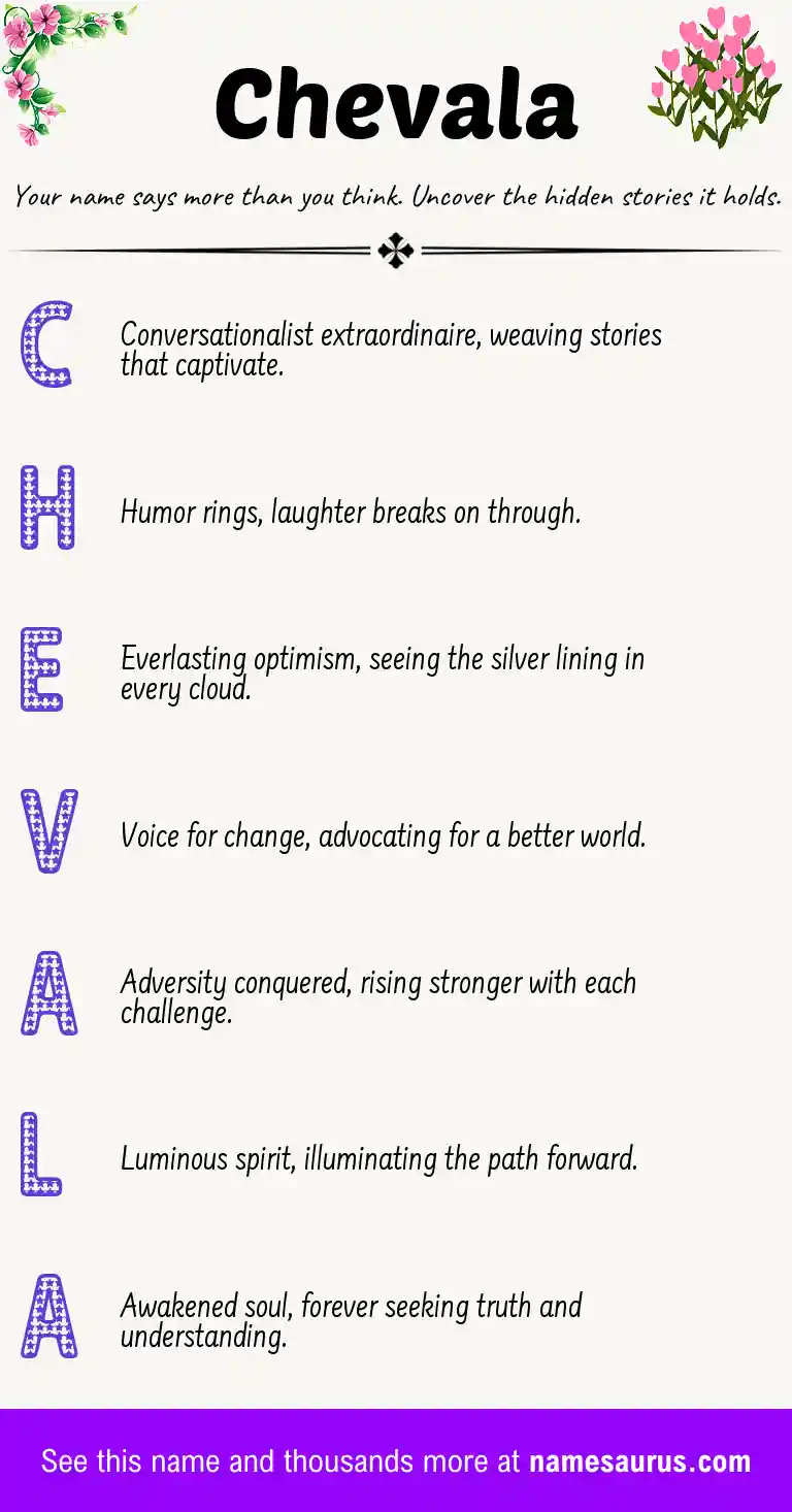 Acrostic poem about Chevala.