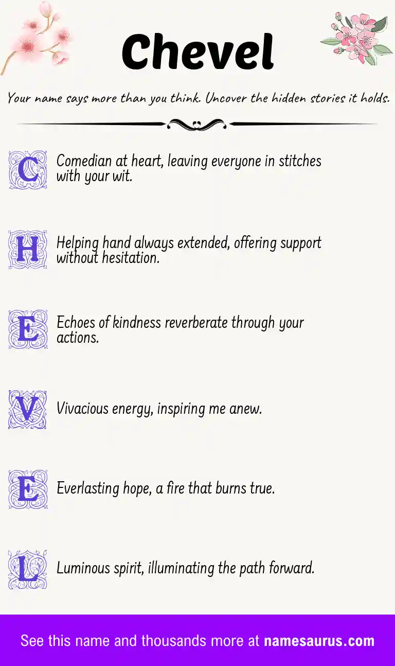 Acrostic poem about Chevel.