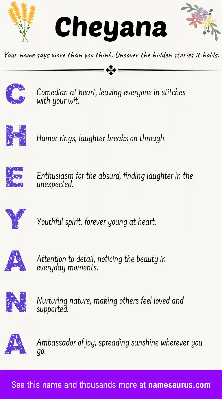 Acrostic poem about Cheyana.