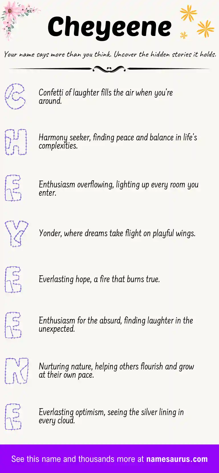 Acrostic poem about Cheyeene.