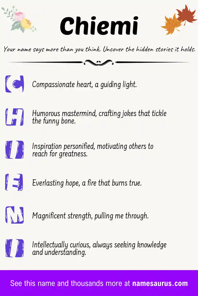 Acrostic poem about Chiemi.