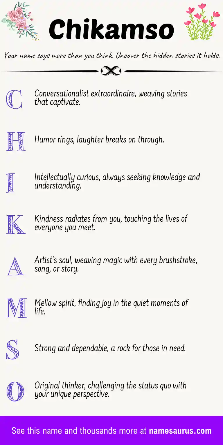 Acrostic poem about Chikamso.