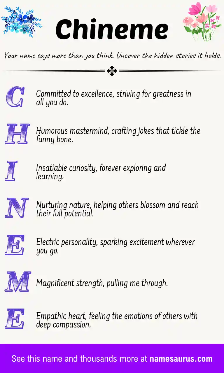 Acrostic poem about Chineme.